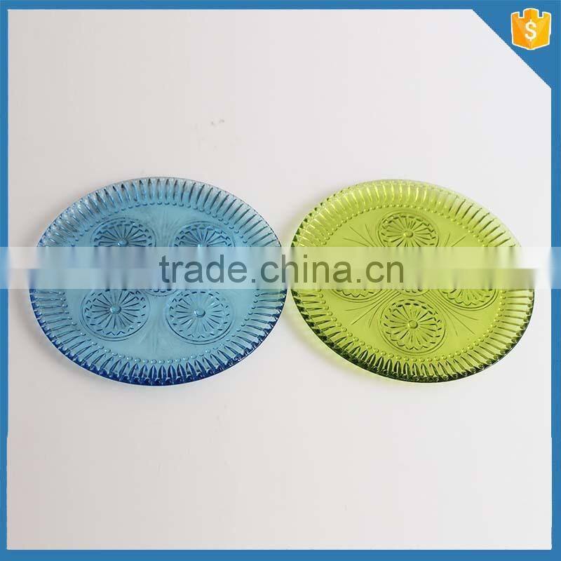 LXHY-015 glass colored vintage dessert plate