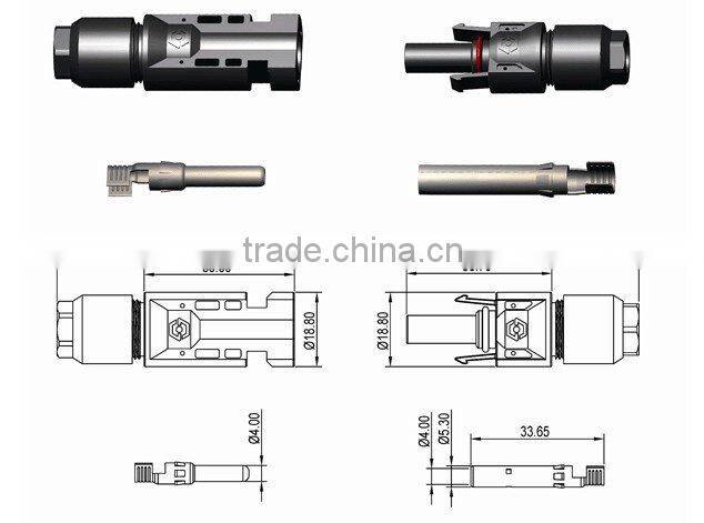 Solar MC4 female connector TUV approval