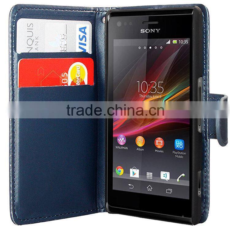 PU Leather Wallet Flip Case For Sony Xperia M C1904 ,Wholesale Leather Case With Credit Card For Sony Xperia M-C1904