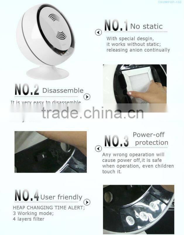 Mini air purifier with negative ion generator TRUMPXP-150