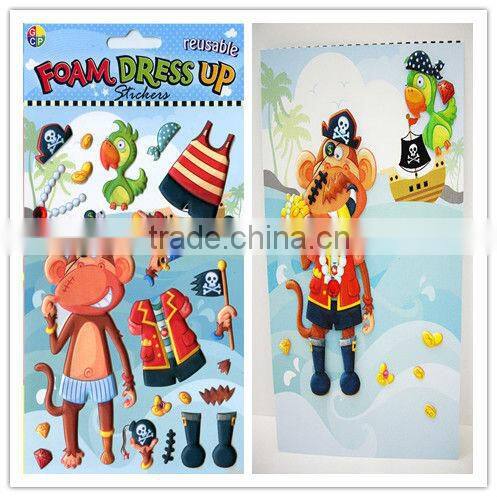 Dress up vinyl stickers wholesale , DIY/3D EVA dress up sticker