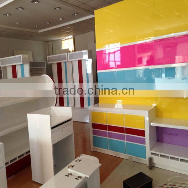 wooden high gloss painting used candy display racks shelves