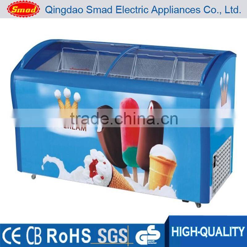 mini glass door lid ice cream chest freezer,mini freezer showcase