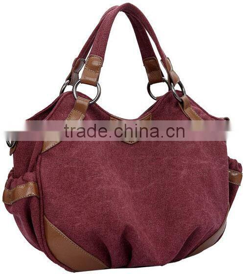 wholesale custom canvas lady handbags with leather