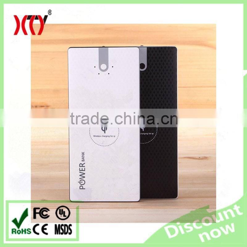8000mAh QI wireless power bank and Lithium polymer battery charger with dual usb output