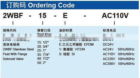 2WBF Stainless Steel Water Solenoid Valve With Flange
