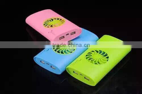 2016 Best summer gift portable 5v plastic rechargeable battery usb cooling fan power bank with strong wind