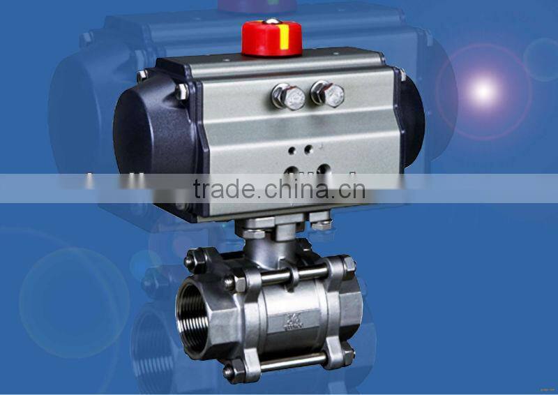 Pneumatic 3 pieces Ball Valve,Thread pneumatic ball valve