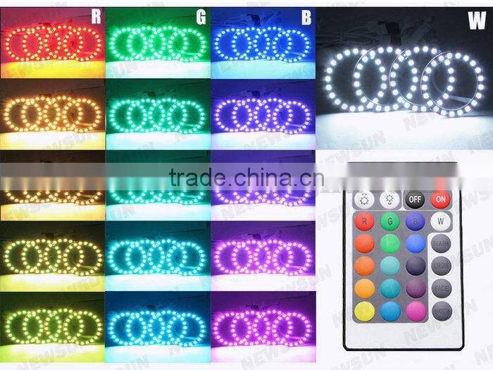 Colorful Change 80mm led rgb angel eyes RGB Multi-Color LED 5050SMD Headlight for all car motors LED Angel Eyes Kits SMD