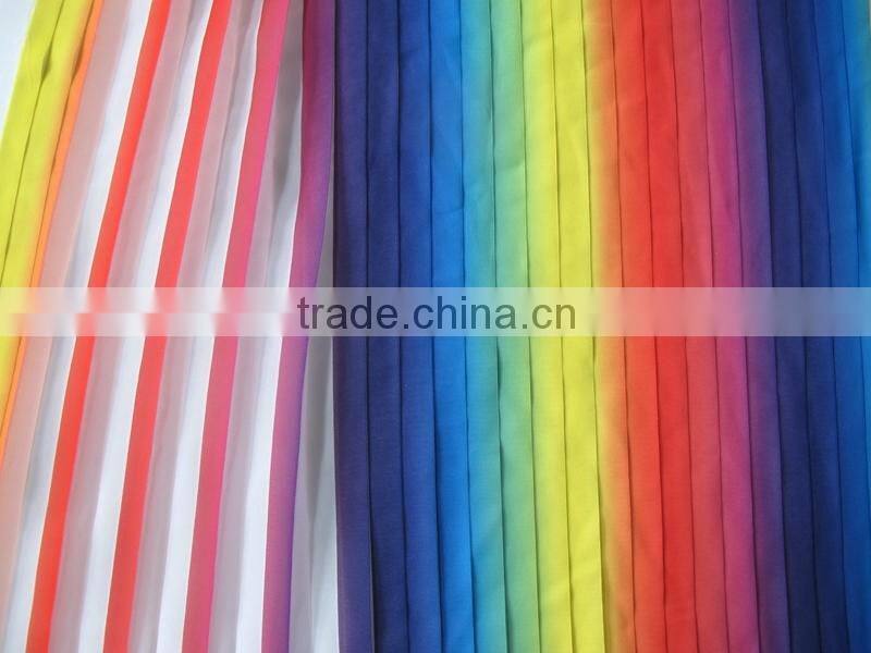 Rainbow gradual change colorful pleated fabric for fashion dress or girls party dresses
