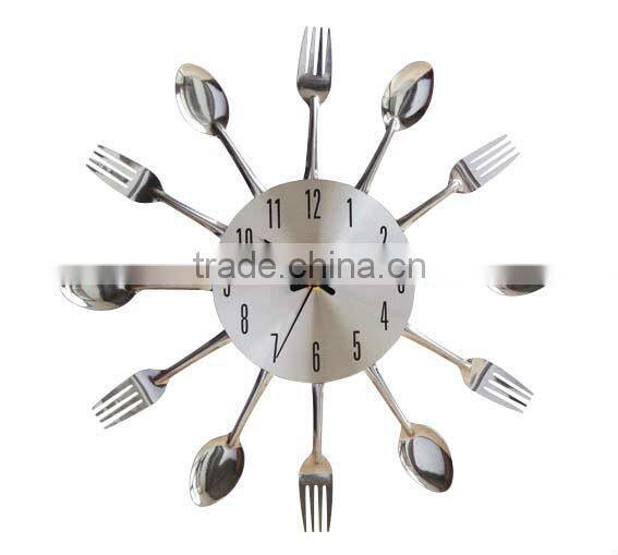 Metal Kitchen Wall Clock with fork and knife