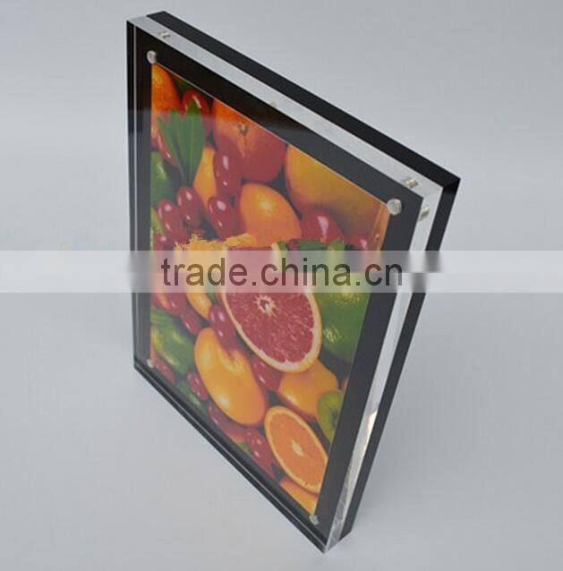 black and clear acrylic magnet photo frame, plexi-glass picture frame