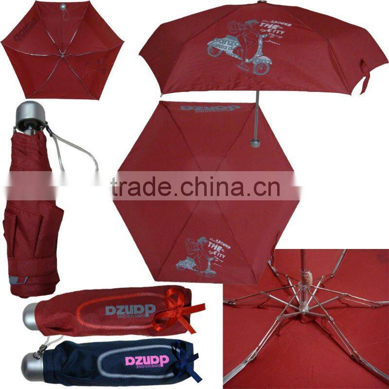 red 3 folding super mini lady fancy design umbrella