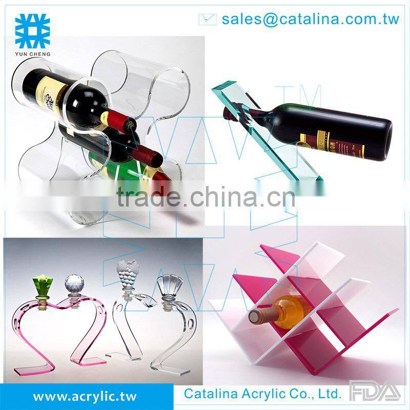 Home Decoration Clear Acrylic Wine Bottle Display Stand Newspaper Holder