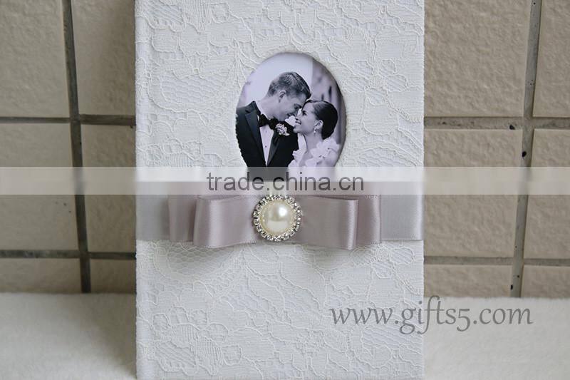 Lace white fabric Wedding Signature Guest Book