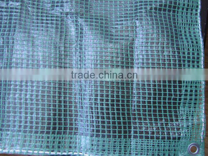Strong clear or green mesh tarpaulin sheet used for building trade