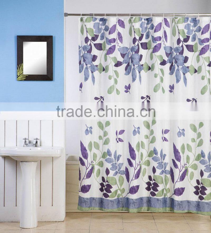 Leaf Design Printed Polyester Shower Curtain
