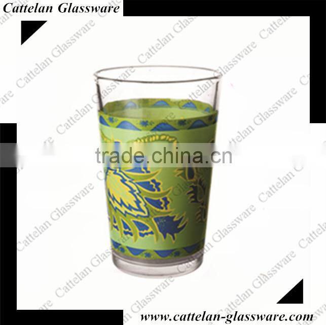 China Anhui Cheap high ball drinking glass tumbler,water glass cup,beverage glass with Folk Style printing.