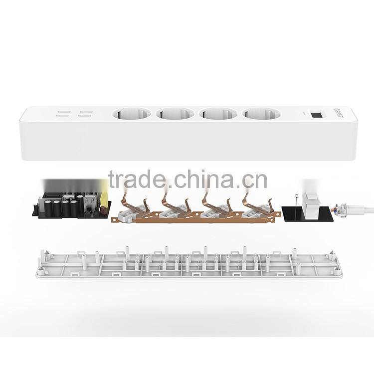 ORICO overload Over voltage Over current Short circuit protected 4 gang 4 USB extension socket usb eu with surge protector