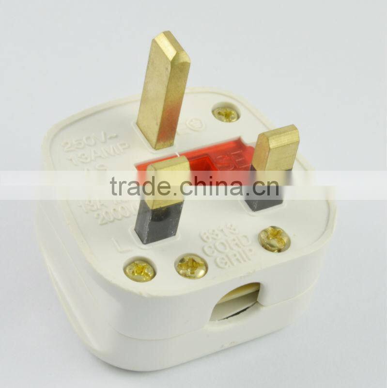 Hot selling cord plug uk 3 pin 13a plug with switch and LED light