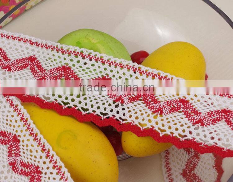 6cm red-white High Quality Modern Design Ribbon Cotton Lace Trim c600407