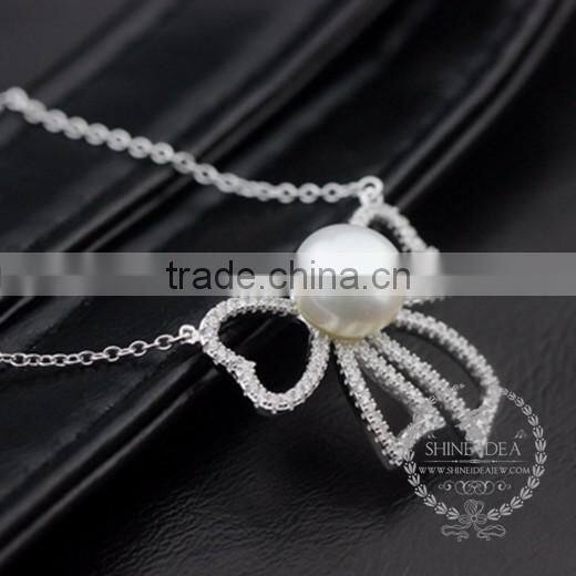 925 sterling silver hollow bowknot with pearl creative pendant necklace fashion women necklace jewelry 6360467