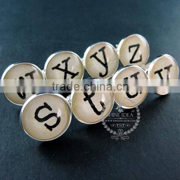 22mm silver plated initial alphabet letter collage glass cabochon round cufflinks fashion wedding cuff links 6600063
