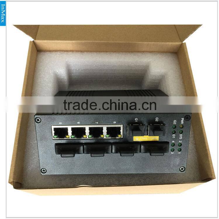 Gigabit Din-rail Managed Industrial Ethernet Switch with 2x1000M FX(SFP Slot)+4 Fiber Port and 4 RJ45 Port i610B