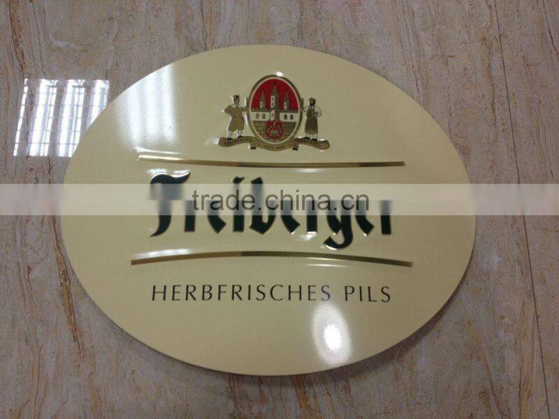 quirky big oval aluminum sign with hanger