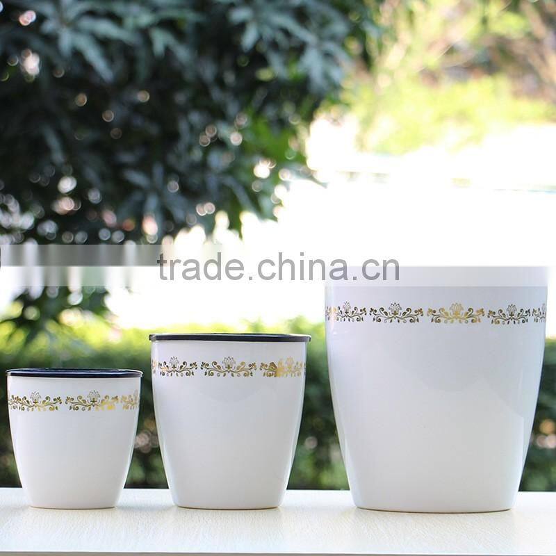 round colorful self watering flower pot