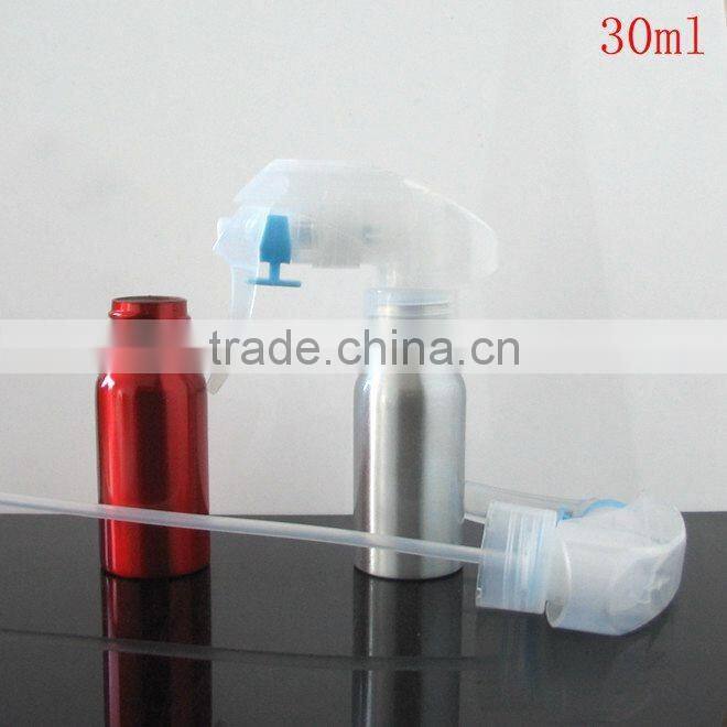 2017 Wholesale 30m -500ml empty aluminum bottle with mouse trigger sprayer aluminum trigger spray bottle for cosmetic packaging