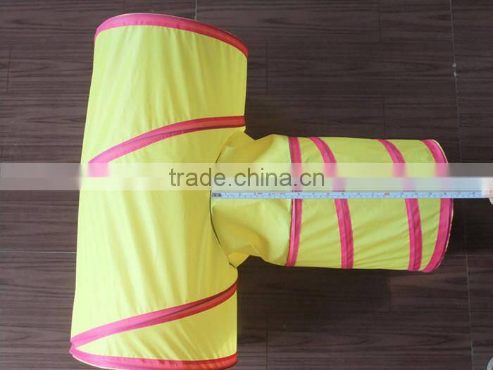 Yellow OEM Playing Cat Folding Tunnel Outdoor Pet Tunnel Cat Tunnel