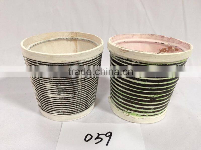 2017 retro mini handmade home & garden decorative wholesale bulk oval wooden flower pot