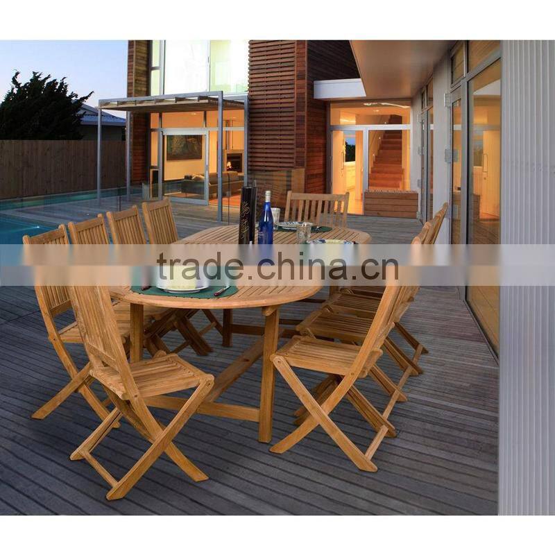 2016 Hot Sale all weather slab oval solid wood dining room teak wood table set