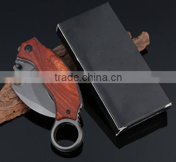High Quality Outdoor Survival Wooden Handle Hunting Hook Knife