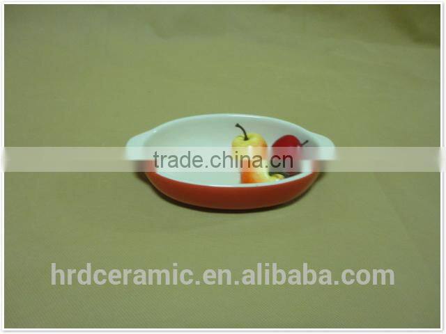 new with handles porcelain round ceramic cake bakeware
