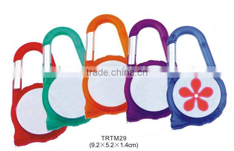 Plastic mini tape measure with carabiner