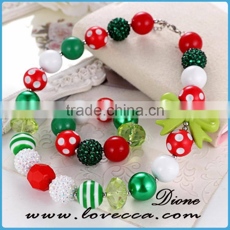 Small Colorful balls green girls' bowknot Christmas charm ornament bracelet