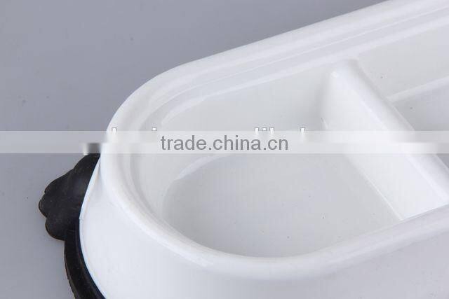 New design Plastic slip-resistant oval pet bowl with rubber bottom/dog bowl