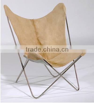 Anti-brown leather metal butterfly chair