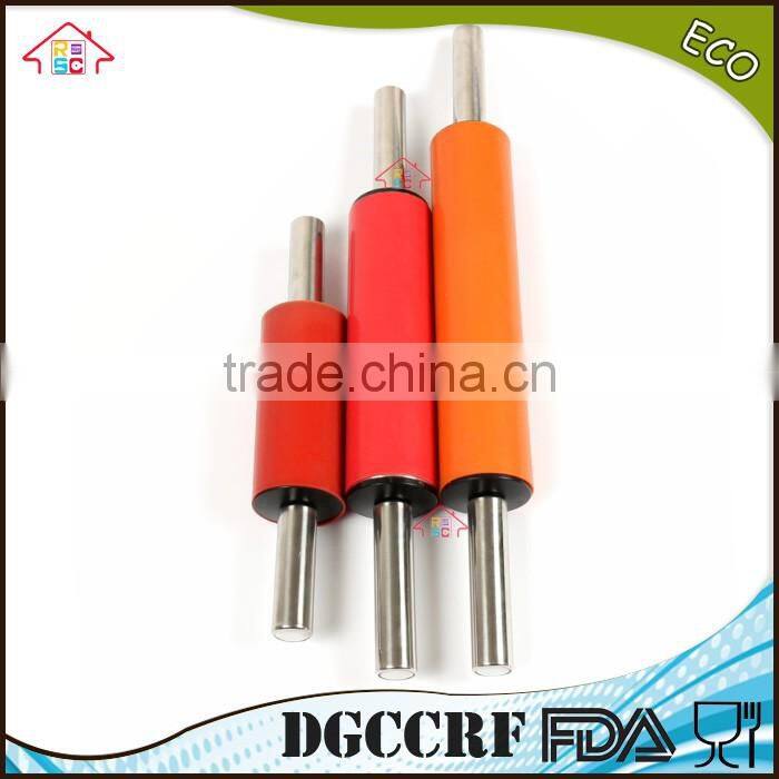 NBRSC Happy Pastry Chef Non-Stick Silicone Rolling Pin with metal Handles