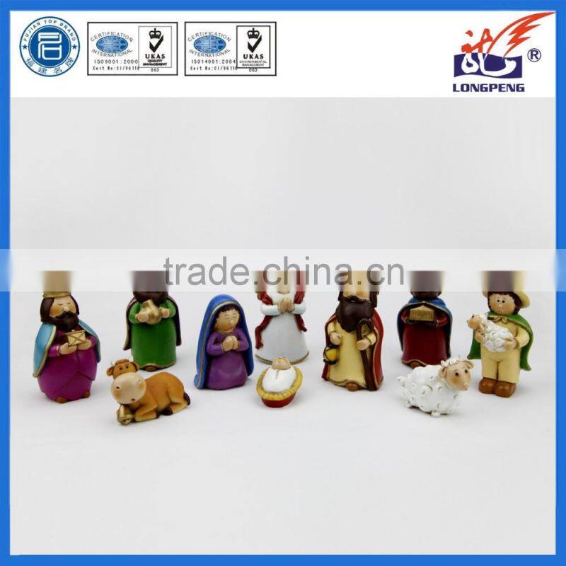Factory OEM design polyresin rearrangeable kids nativity scene for christmas decorations