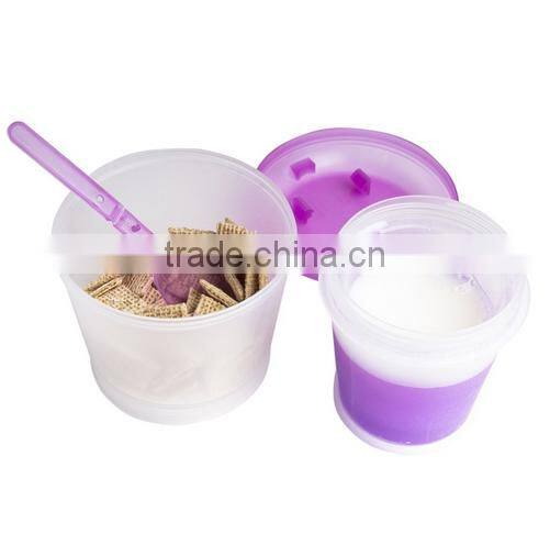 Two in one Take It To Go Container Milk Cereal Snack Healthy Eat Meal Box