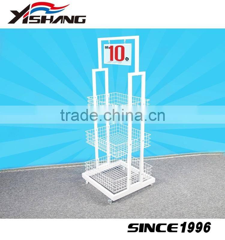 3 tiers vine free standing wheels store candy display rack
