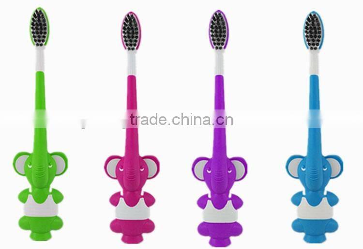 Lovely Elephant Handle Kids Toothbrush Animal Toothbrush With Rubber Suction Standing