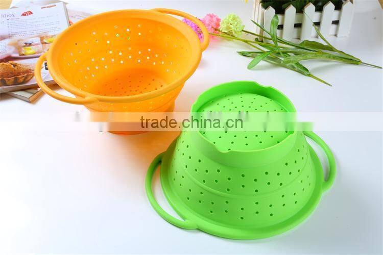 Silicone Folding Bowl Vegetable Wash Basket Friut Basin