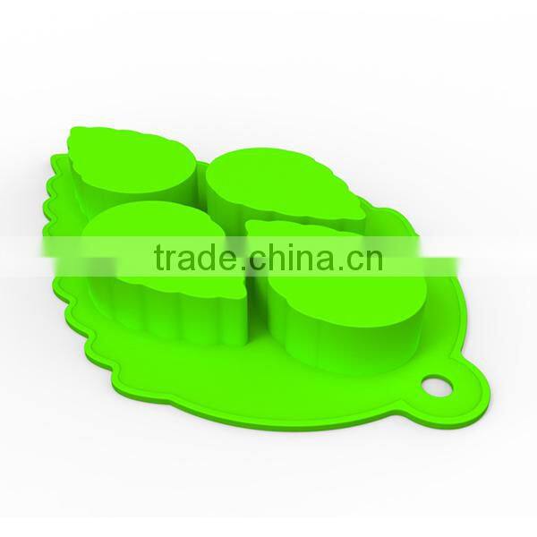 4 mint leaves tray silicone ice cube mold with hanging hole