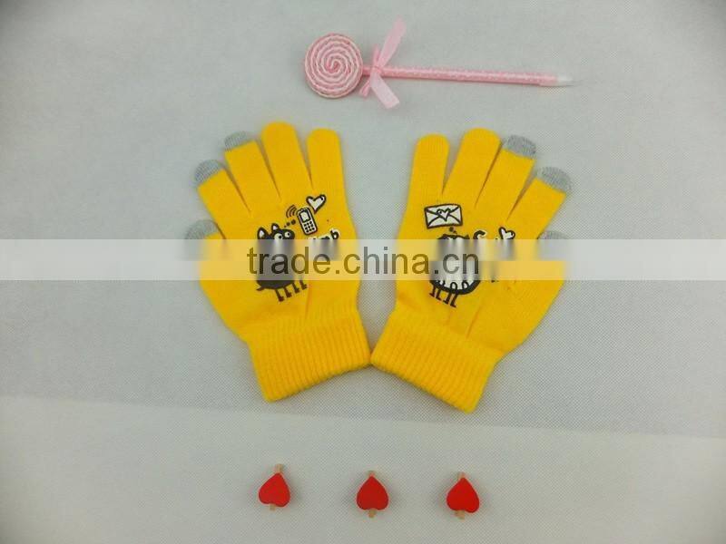 customize any colors printing 3 fingers touch screen gloves