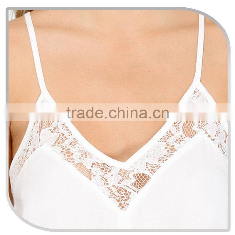 2015 fashion design chiffon with lace women cami top