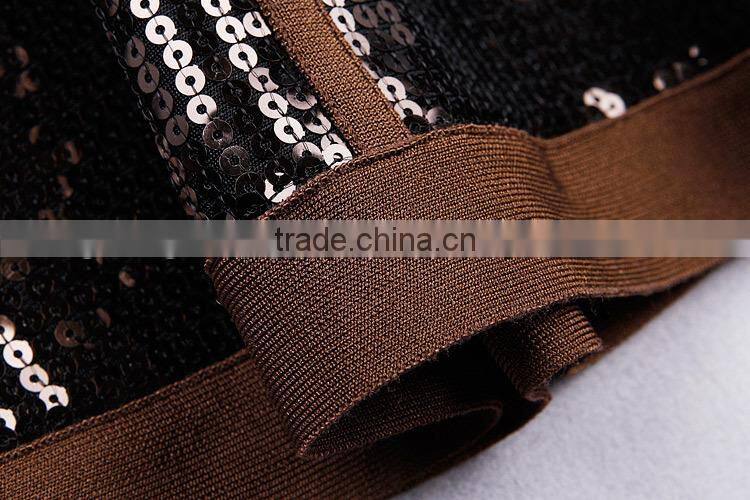 2015 High quality Round neck Long sleeve Knee length Celebrated dress with Mesh